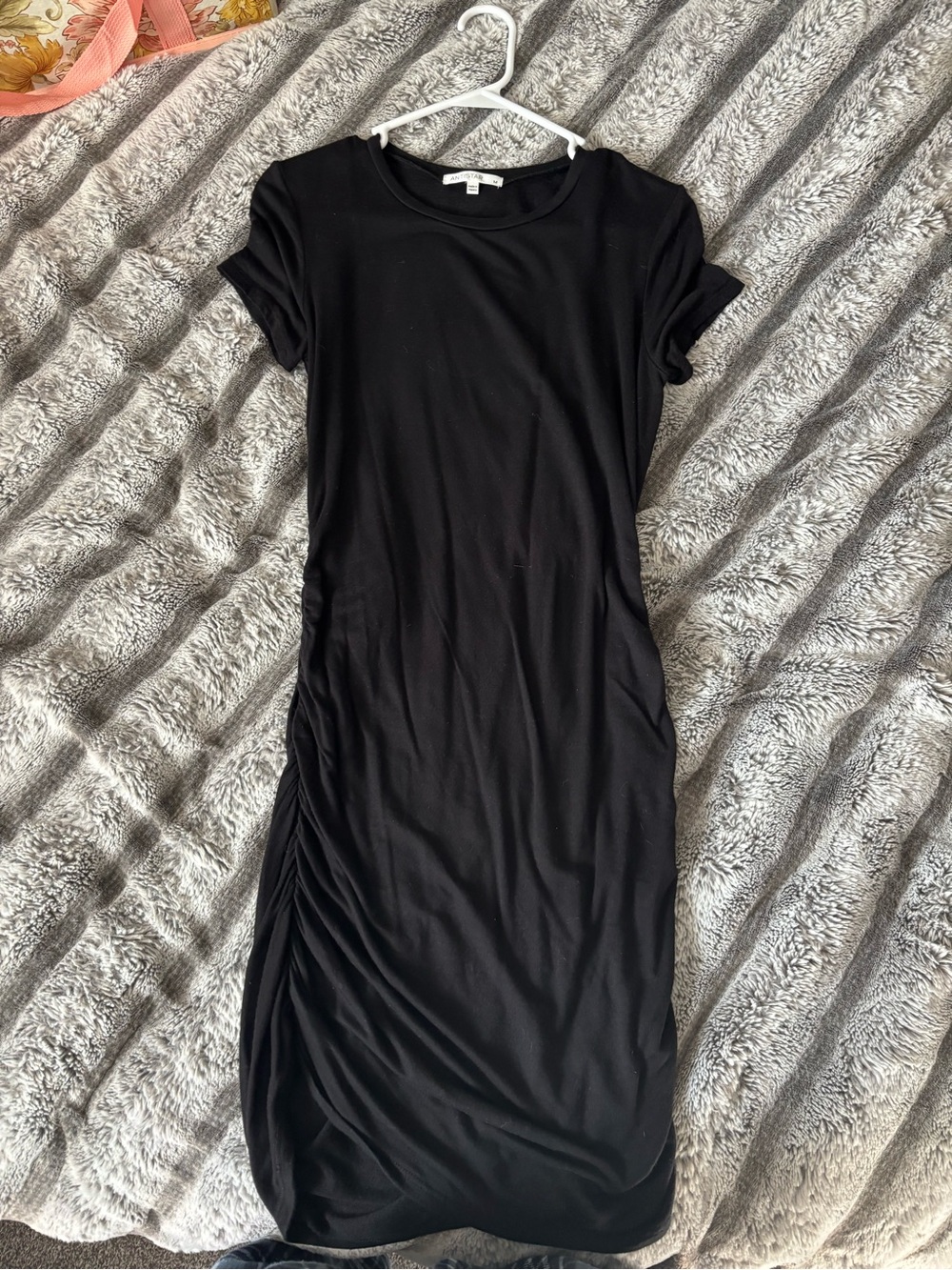 Everyday Black Short Sleeve Ruched Mini Dress